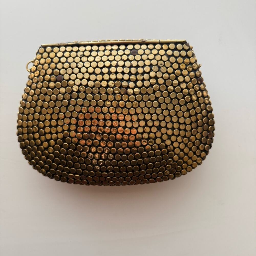 Red Gold Beaded Studded Crossbody Clutch Boho Evening Bag - Picture 6 of 6
